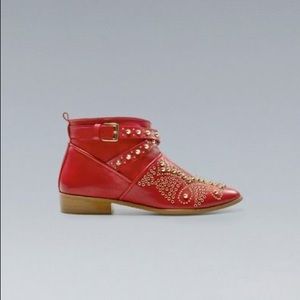 Zara Studded Cowboy Ankle Boots